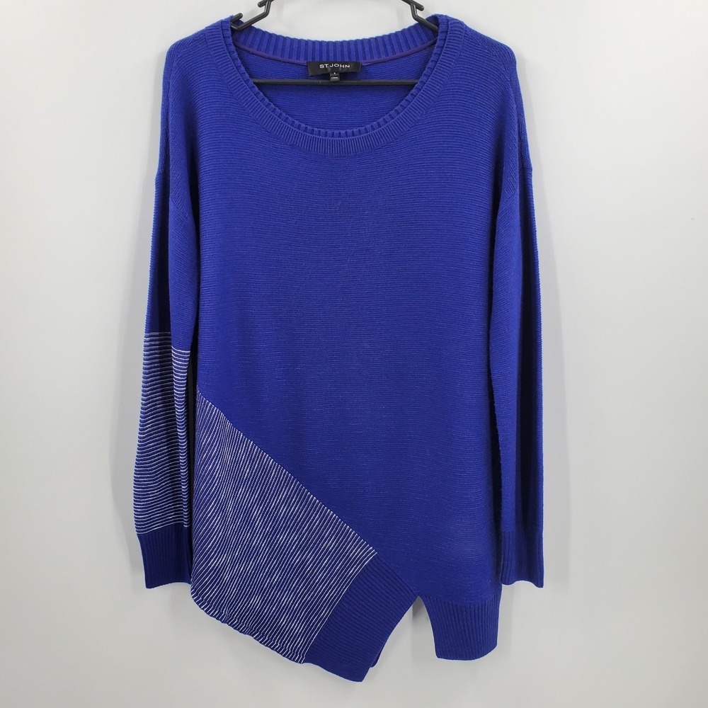 Women's St. John Collection Silk Cashmere Knit Asymmetrical Hem Sweater Small A5